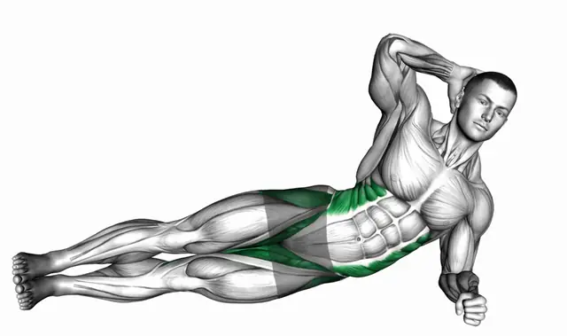 사이드 플랭크 레이즈 자세 시연