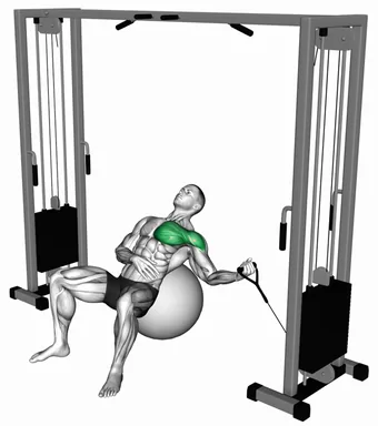 Cable One Arm Incline Fly on Exercise Ball demo