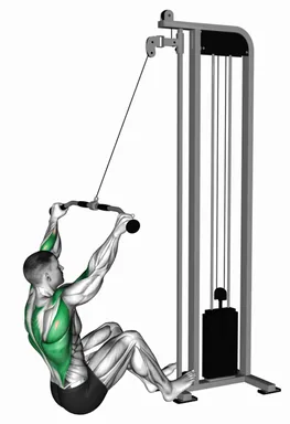 케이블 플로어 시티드 와이드그립 풀다운 자세 시연