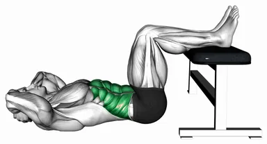 Crunch Hold with Legs on Bench demo