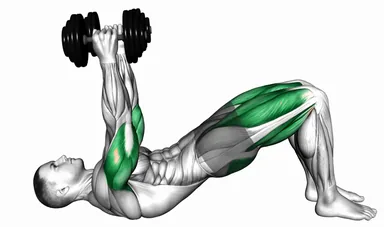 Dumbbell Glute Bridge Skull Crusher demo