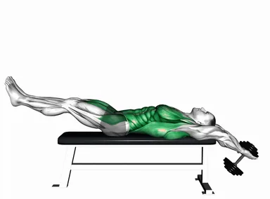 Dumbbell Lying Bench Pullover Leg Raise demo