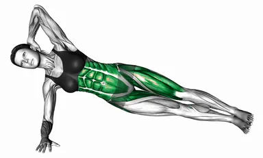 Elbow to Knee Side Plank Crunch (Left) demo