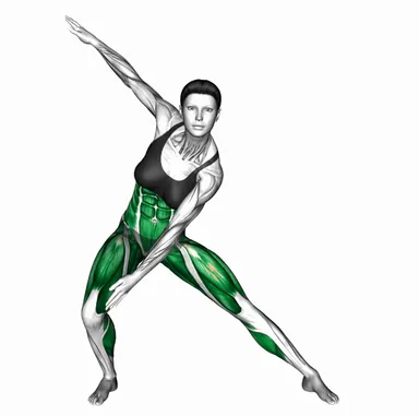 Half Side Split Lunge Twisting Inner Thigh Tap demo