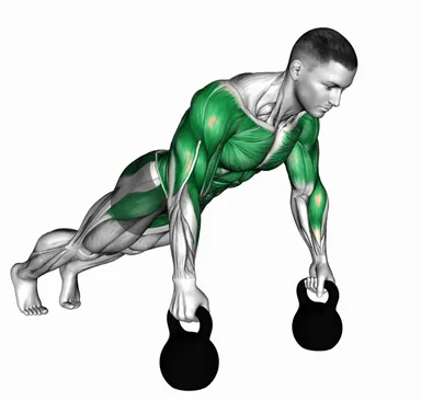 Kettlebell Deep Push up and Renegade Row demo