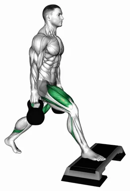 앞발 높인 케틀벨 스플릿 스쿼트 자세 시연