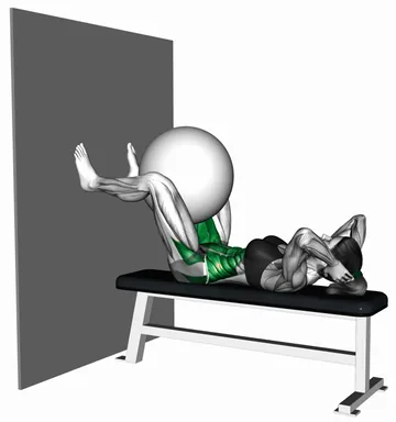 Lying Bench Crunch with Leg Adduction demo