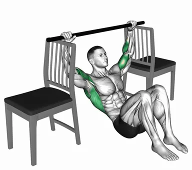 Pull-Up with Bent Knee between Chairs demo