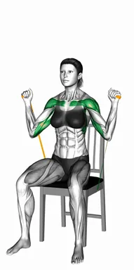 Resistance Band Seated Military Press on a Chair demo
