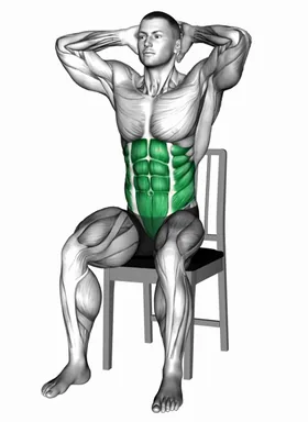 Seated Diagonal Crunch on Chair demo
