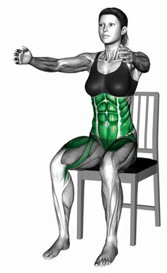 의자 프론트 레그 리프트 니 탭 자세 시연