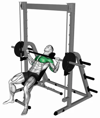 Smith Incline Wide Grip Bench Press demo