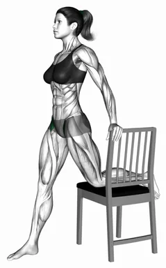스탠딩 하프 니링 힙 플렉서 스트레칭 자세 시연
