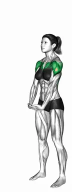 서서 손 맞잡고 전신 스트레칭 자세 시연