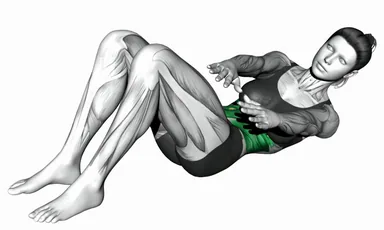 트위스팅 크런치 (팔 뻗기) 자세 시연