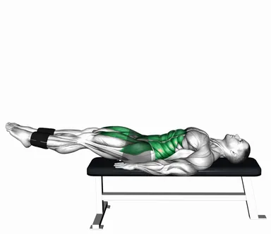 Weighted Lying Leg Raise Flat Bench demo